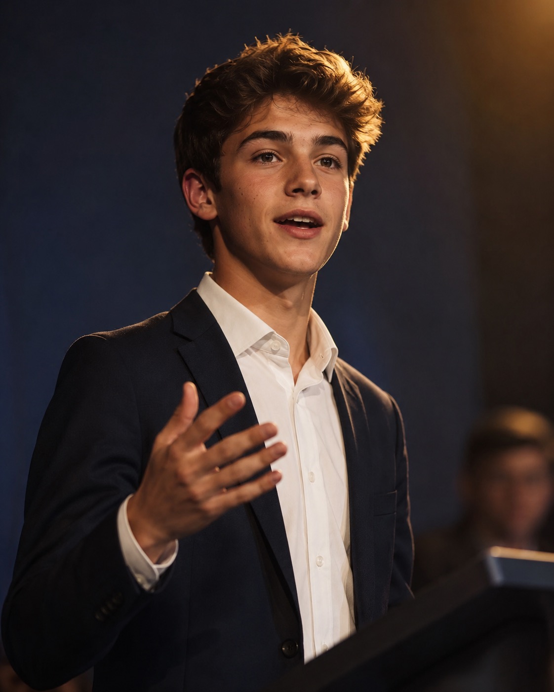 Student delivering a prepared speech